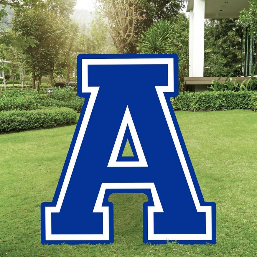 Royal Blue Collegiate Letter (A) Corrugated Plastic Yard Sign, 30in